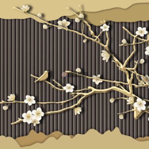 Golden tree with white flower