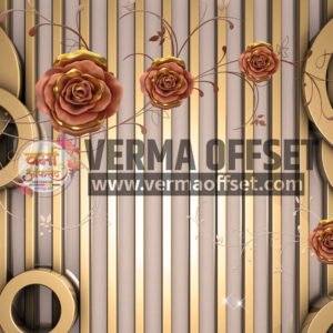 Red Rose With Golden Lines Wallpaper