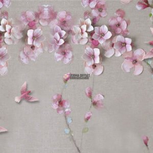 Pink Flower tree with Painting effect