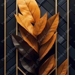 Dry Autumn Leaves With Golden Frame