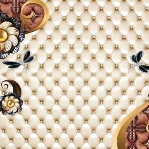 3d Wallpaper with Copper decoration Flower
