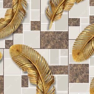 Golden feather With Marble texture Background
