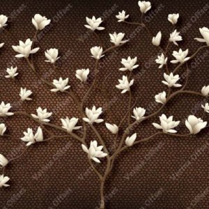 White Flower on Dark Red Texture Background