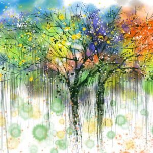 Colorful Tree With Flower Painting