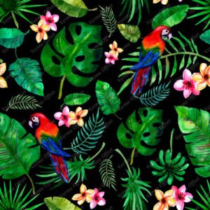 Green Leaves with Birds