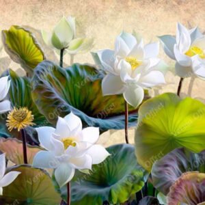 Lotus Flower with leaf 3d Wallpaper