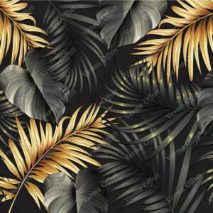 Golden & Black Leaf Wallpaper