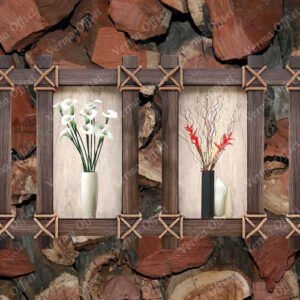 Wood Background With Flower Frame