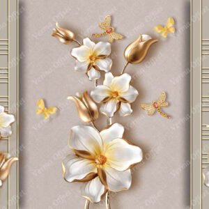 Golden Flower with Marble effect wall