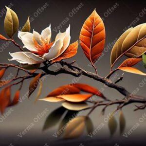 Leafy Tree Branch in Vibrant Autumn Colors