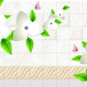 Elegant 3D White Lily & Geometric Bloom Digital Wallpaper