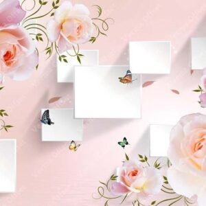 Elegant Rose Bloom with Suspended Square Frame Decor